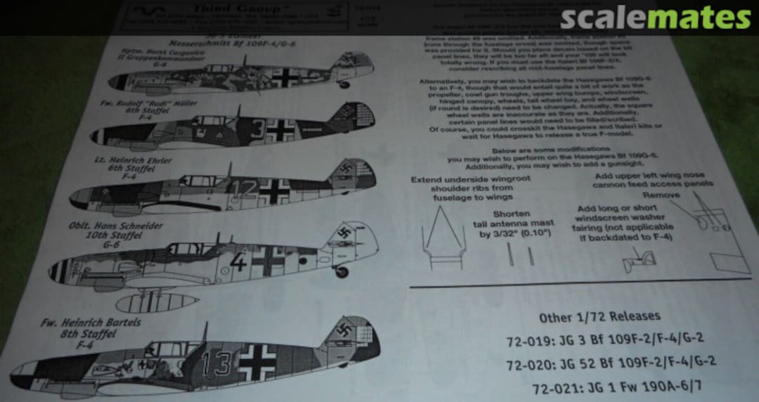 Contents JG 5 Eismeer 72-018 Third Group Decals Contents JG 5 Eismeer 72-018 Third Group Decals