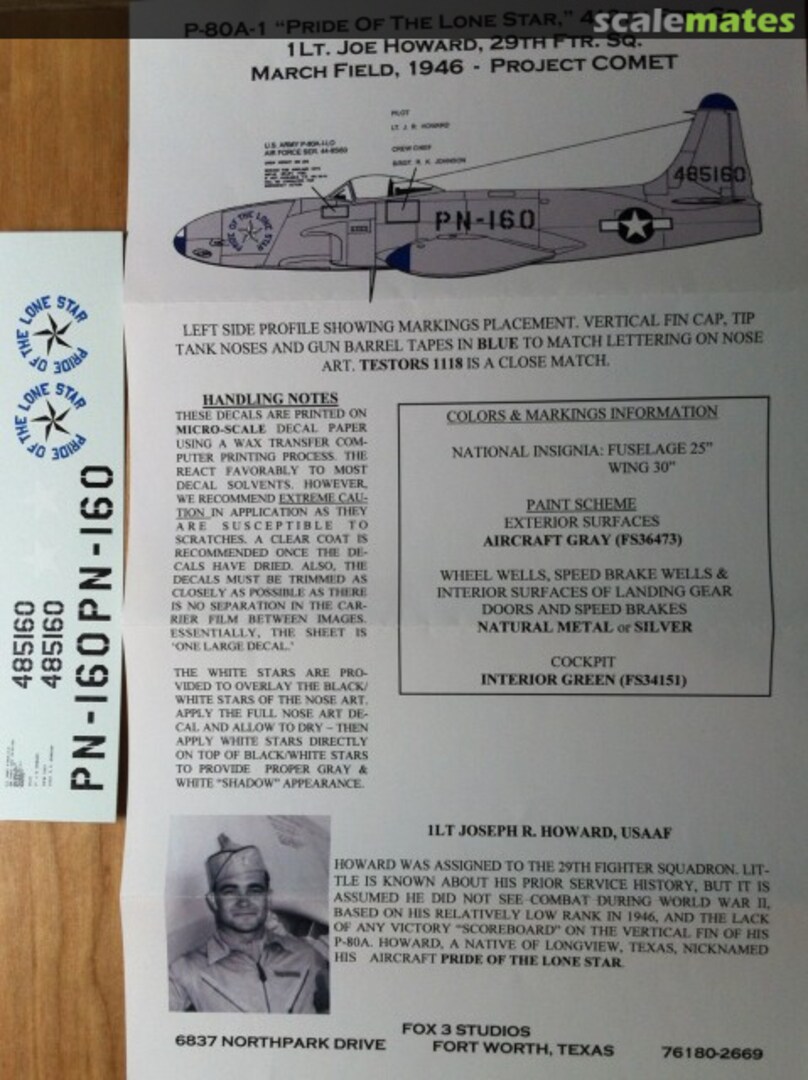 Boxart P-80A-1 "Pride of the Lonestar" FD4804 Fox 3 Studios Boxart P-80A-1 "Pride of the Lonestar" FD4804 Fox 3 Studios