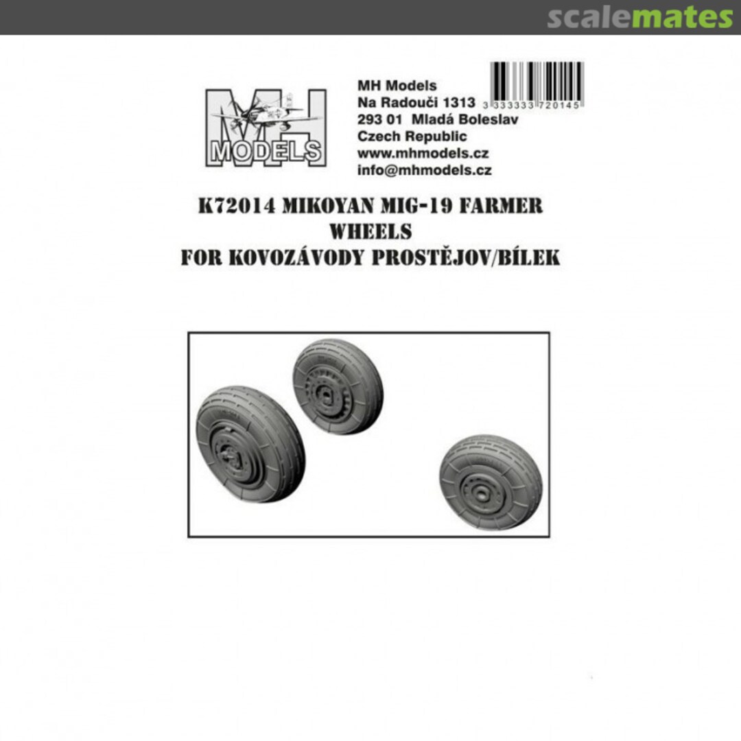 Boxart Mikoyan MiG-19 Farmer wheels for Kovozávody / Bílek K72014 MH Models Boxart Mikoyan MiG-19 Farmer wheels for Kovozávody / Bílek K72014 MH Models