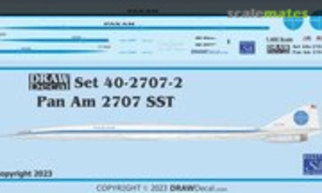 1:400 Pan Am 2707 SST (Draw Decal 40-2707-2) 40-2707-2