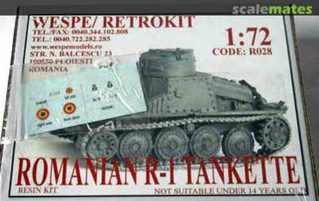 Boxart Romanian R-1 Tankette WES R028 Wespe Models Boxart Romanian R-1 Tankette WES R028 Wespe Models