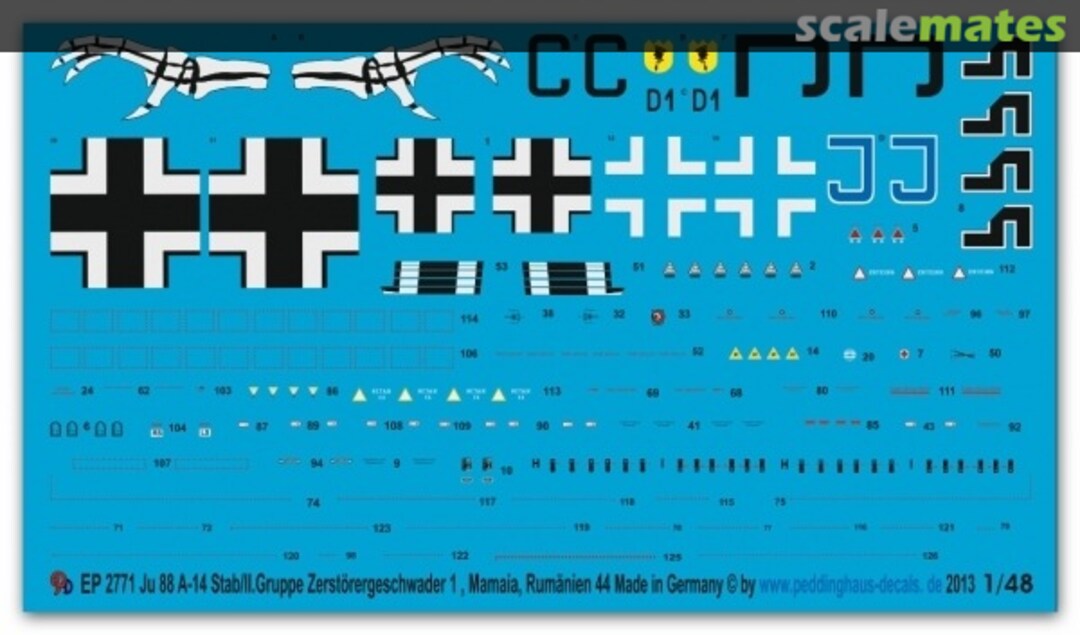 Boxart Ju 88A-14 Stab/II Gruppe Zerstörergeschwader 1, Mamaia, Rumänien 44 EP 2771 Peddinghaus-Decals Boxart Ju 88A-14 Stab/II Gruppe Zerstörergeschwader 1, Mamaia, Rumänien 44 EP 2771 Peddinghaus-Decals