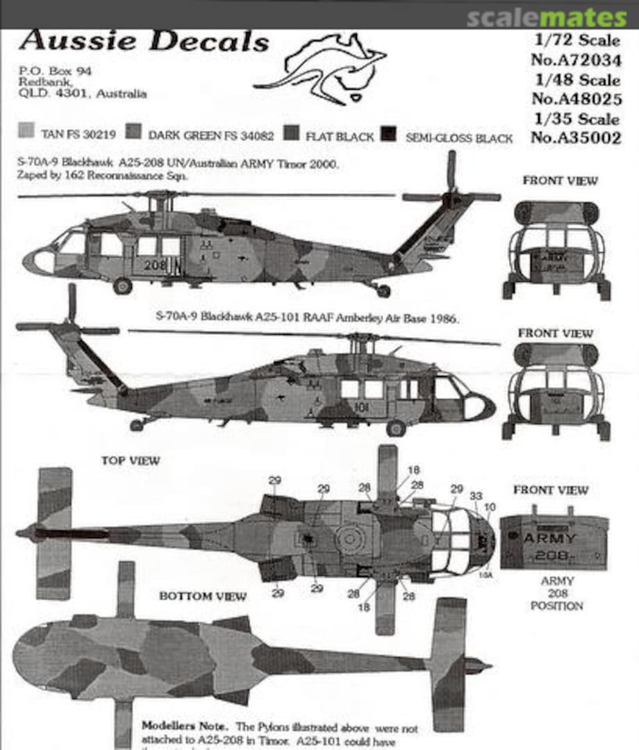 Boxart Sikorsky S-70A-9 Black Hawk A72034 Aussie Decals Boxart Sikorsky S-70A-9 Black Hawk A72034 Aussie Decals