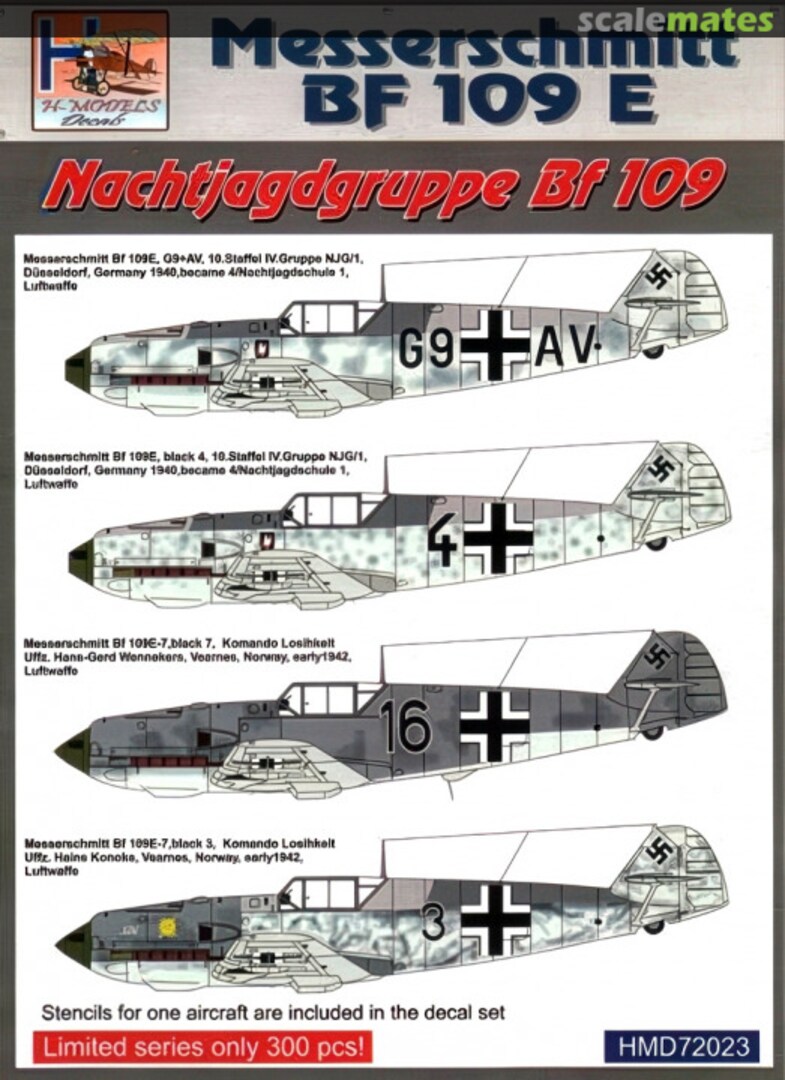 Boxart Messerschmitt Bf 109 E HMD72023 H-Models Decals Boxart Messerschmitt Bf 109 E HMD72023 H-Models Decals