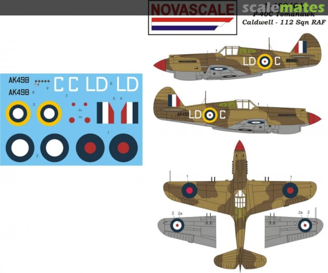 Boxart P-40C Tomahawk - Caldwell - 112 Sqn. RAF N-48040a Novascale Boxart P-40C Tomahawk - Caldwell - 112 Sqn. RAF N-48040a Novascale