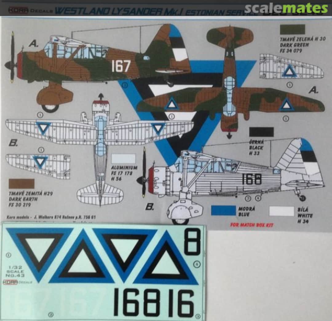 Boxart Westland Lysander Mk.I DEC3243 Kora Models Boxart Westland Lysander Mk.I DEC3243 Kora Models