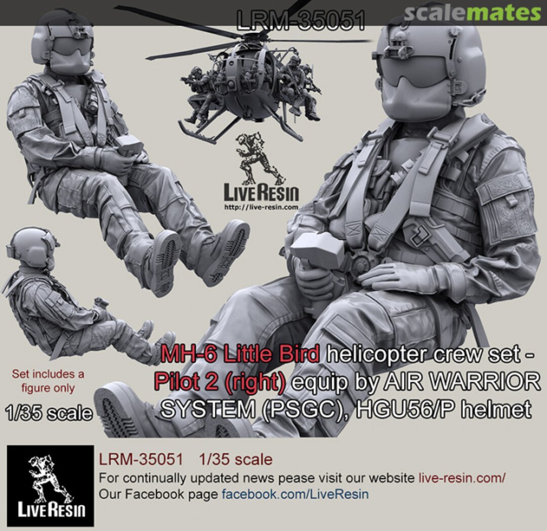 Boxart MH-6 Little Bird helicopter crew set - Pilot 2 equip by AIR WARRIOR SYSTEM (PSGC), HGU56/P helmet LRM 35051 Live Resin Boxart MH-6 Little Bird helicopter crew set - Pilot 2 equip by AIR WARRIOR SYSTEM (PSGC), HGU56/P helmet LRM 35051 Live Resin