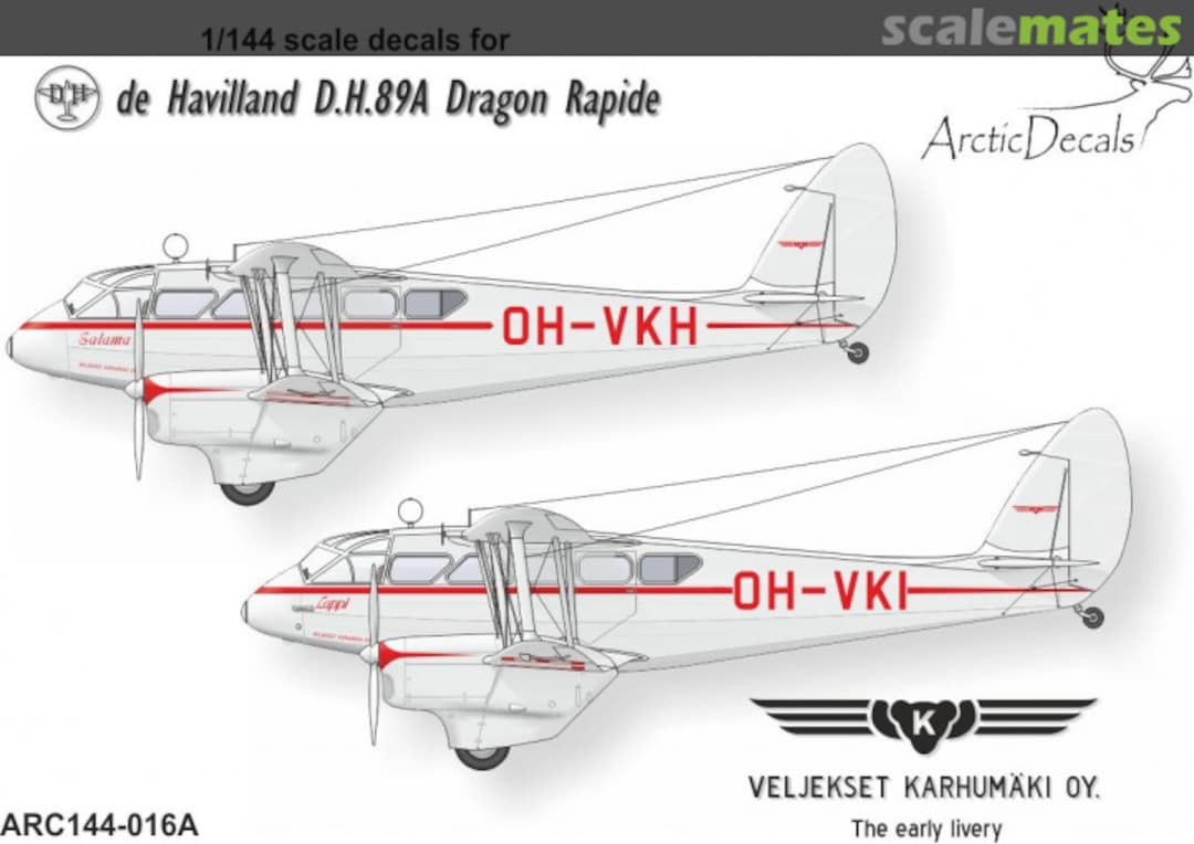 Boxart DH.89 Rapide Karhumäki Airways ARC144-016A Arctic Decals Boxart DH.89 Rapide Karhumäki Airways ARC144-016A Arctic Decals