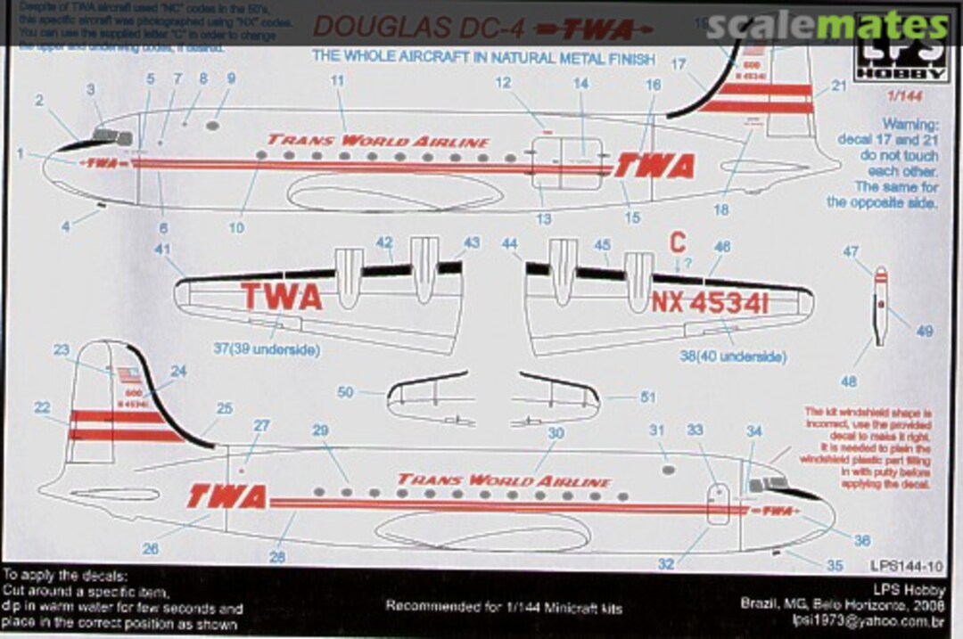 Boxart Douglas DC-4 TWA LPS144-10 LPS Hobby Boxart Douglas DC-4 TWA LPS144-10 LPS Hobby