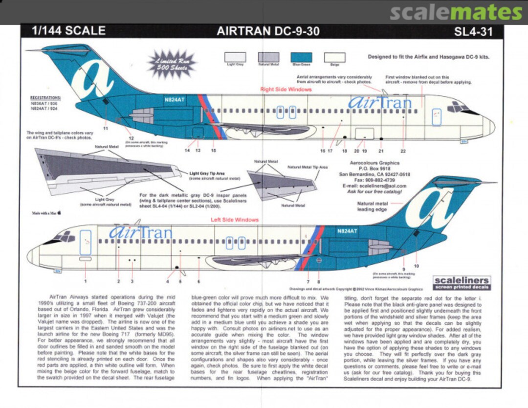 Boxart AirTran DC-9-30 SL4-31 Scaleliners Decals Boxart AirTran DC-9-30 SL4-31 Scaleliners Decals
