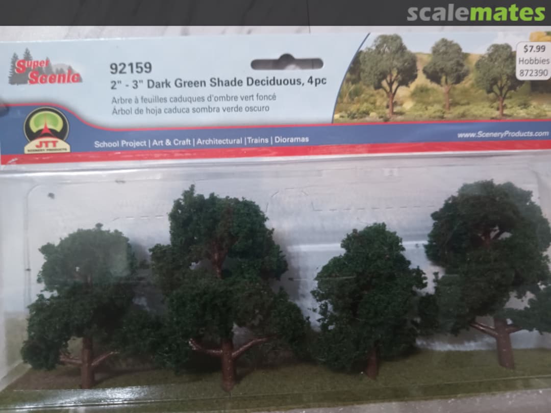 Boxart 2"-3" Dark Green Shade Deciduous, 4pc 92159 JTT Scenery Products