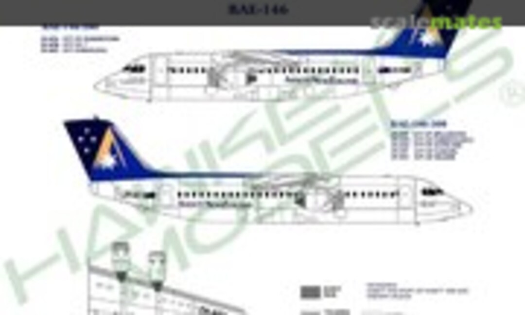 1:144 Ansett New Zealand - 146-200/300, 1990s Big A Livery (Hawkeye Models CDS-163) CDS-163