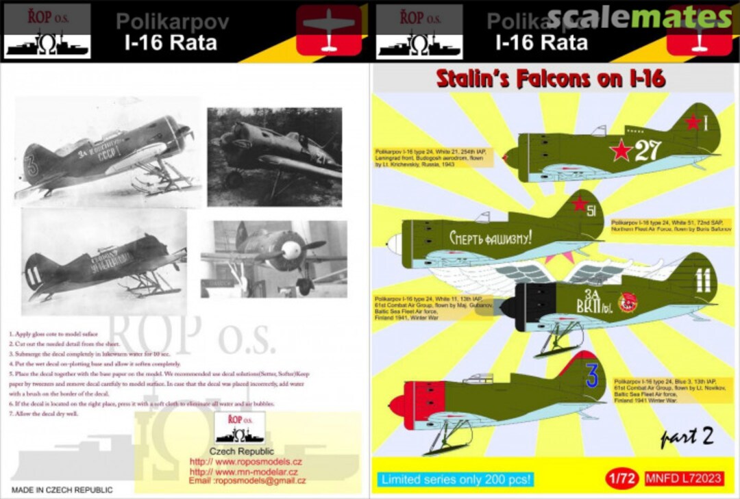 Boxart Polikarpov I-16 Rata - Stalin's Falcons on I-16 MNFDL72023 ROP o.s. Boxart Polikarpov I-16 Rata - Stalin's Falcons on I-16 MNFDL72023 ROP o.s.