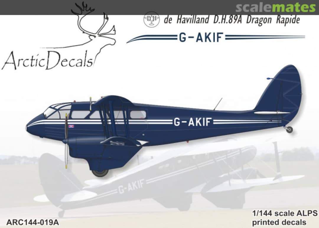 Boxart DH.89 Rapide G-AKIF ARC144-019A Arctic Decals Boxart DH.89 Rapide G-AKIF ARC144-019A Arctic Decals
