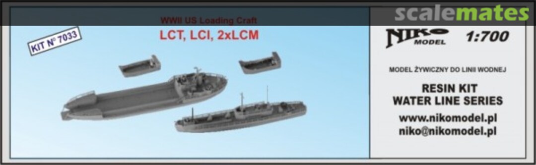 Boxart WWII US Loading Craft LCT LCI 2xLCM 7033 Niko Model