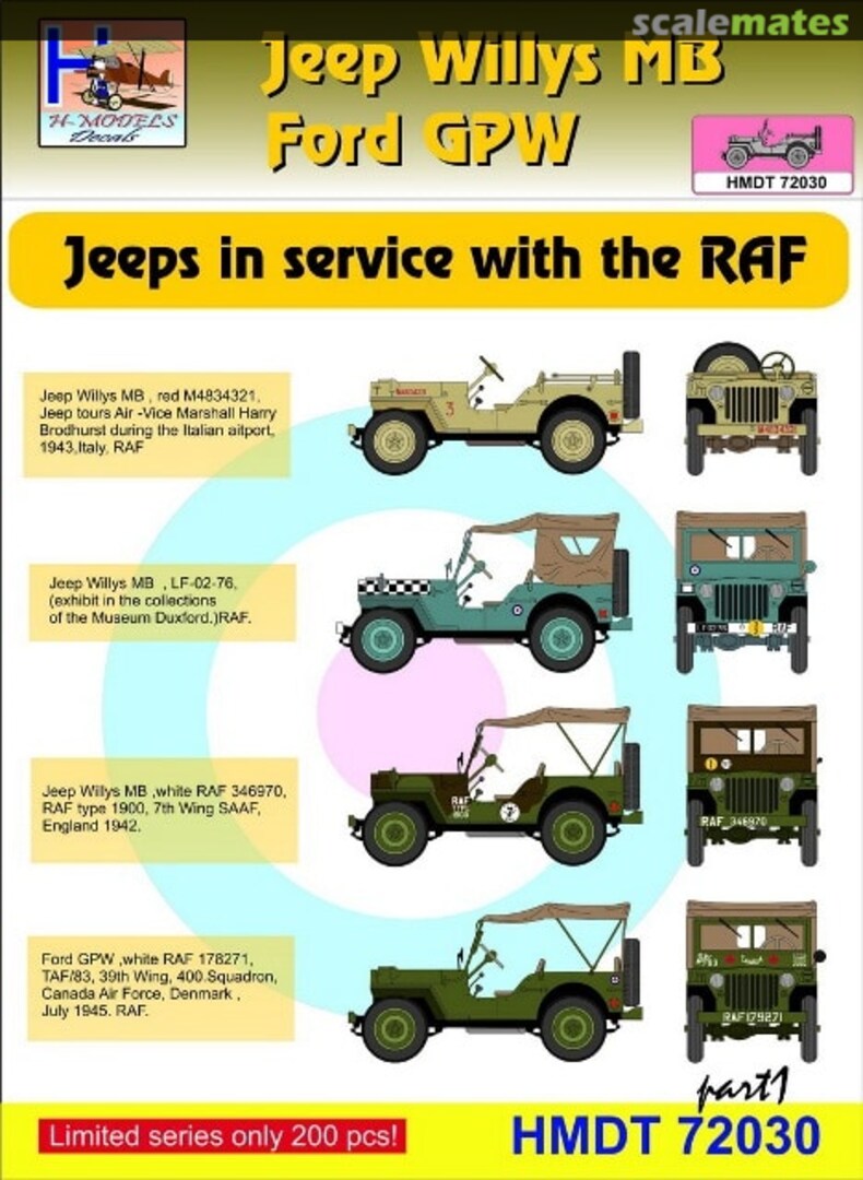 Boxart Willys Jeep MB/Ford GPW: RAF Jeeps Part 1 HMT72030 H-Models Decals Boxart Willys Jeep MB/Ford GPW: RAF Jeeps Part 1 HMT72030 H-Models Decals
