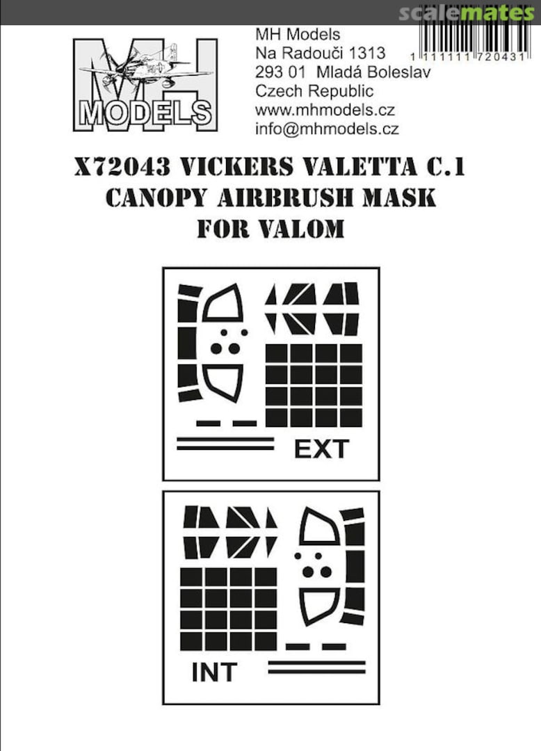 Boxart Vickers Valetta C.1 canopy airbrush masks X72043 MH Models Boxart Vickers Valetta C.1 canopy airbrush masks X72043 MH Models