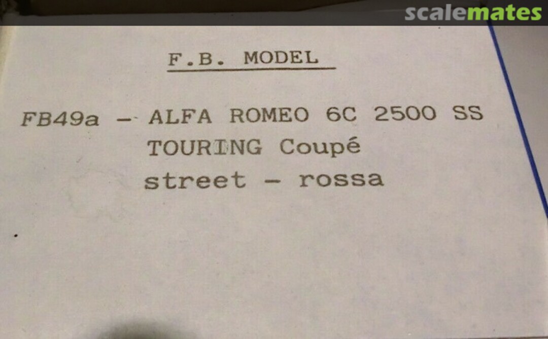 Boxart Alfa Romeo 6C 2500 SS Coupé FB49A FB Model Boxart Alfa Romeo 6C 2500 SS Coupé FB49A FB Model