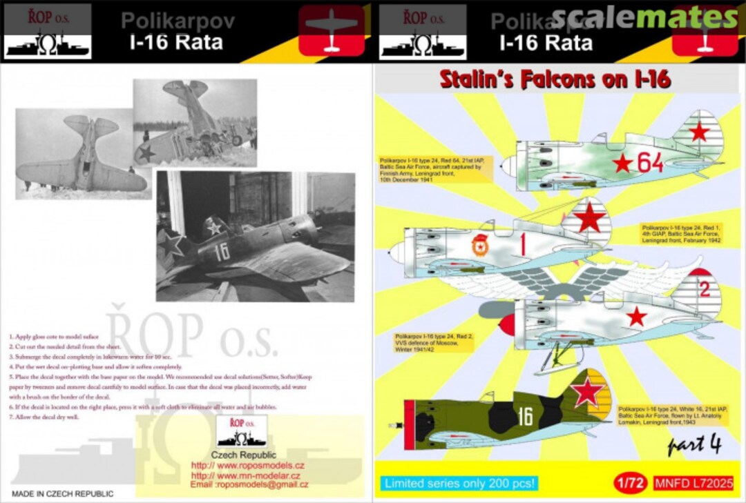 Boxart Polikarpov I-16 Rata - Stalin's Falcons on I-16 MNFDL72025 ROP o.s. Boxart Polikarpov I-16 Rata - Stalin's Falcons on I-16 MNFDL72025 ROP o.s.