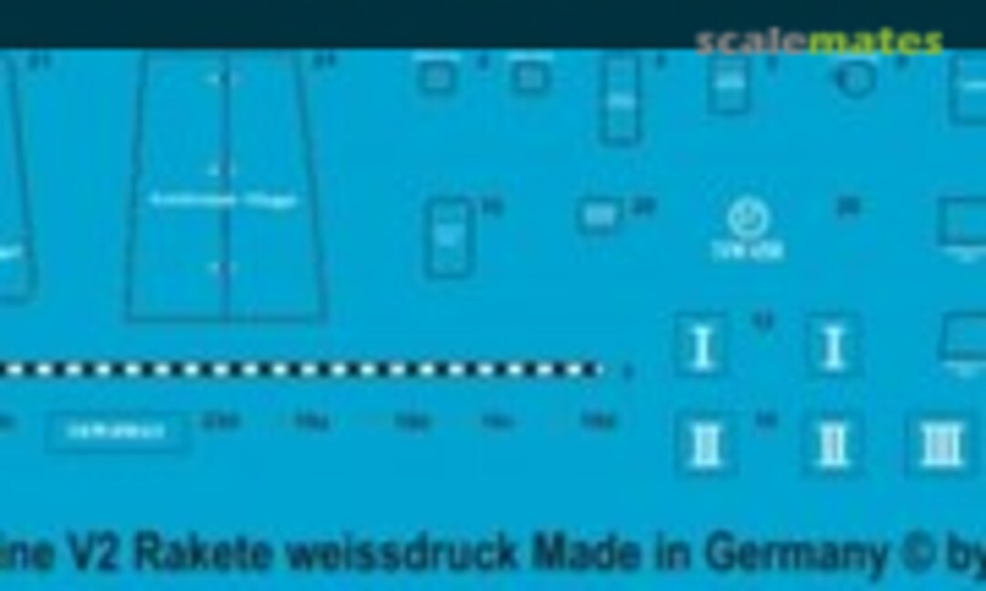 1:48 Beschriftung für eine V2 Rakete in weiss (Peddinghaus-Decals EP 2982) EP 2982