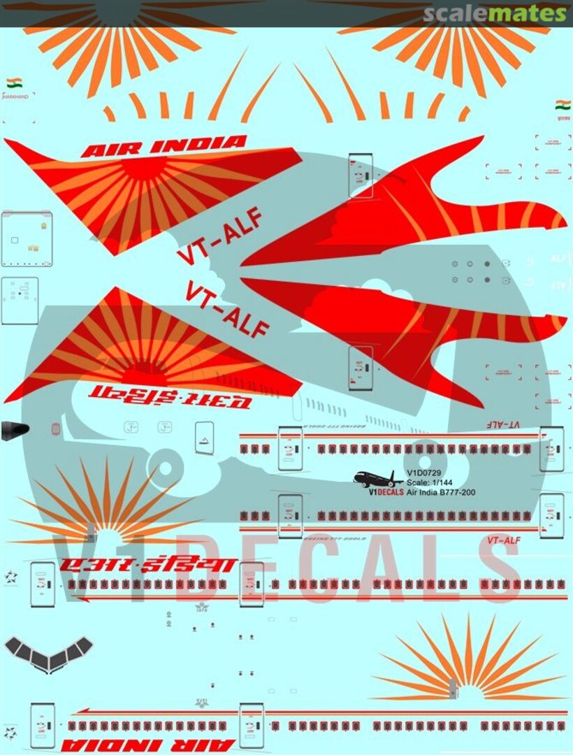 Boxart Air India Boeing 777-200 V1D729-144 V1 Decals Boxart Air India Boeing 777-200 V1D729-144 V1 Decals