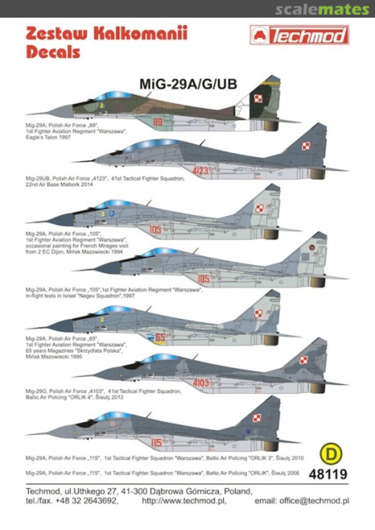 Boxart MiG-29A/G/UB 48119 Techmod Boxart MiG-29A/G/UB 48119 Techmod