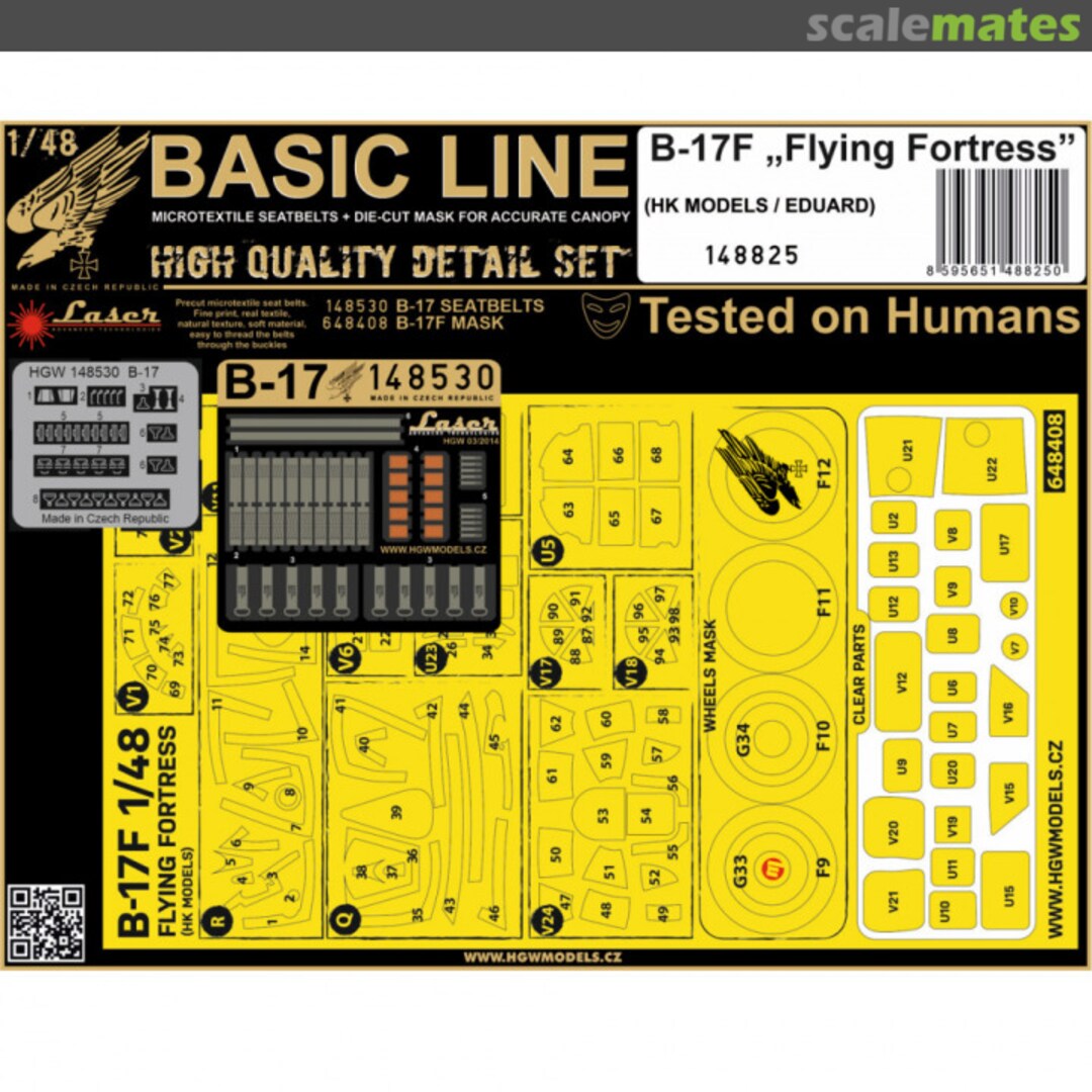 Boxart B-17F "Flying Fortress" Seatbelts and Canopy Masks 148825 HGW Models Boxart B-17F "Flying Fortress" Seatbelts and Canopy Masks 148825 HGW Models