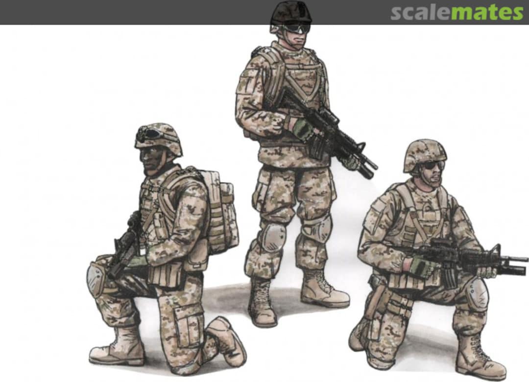 Boxart Two Kneeling Soldiers and Commanding Officer, US Army Infantry Squad 2nd Division F72343 CMK Boxart Two Kneeling Soldiers and Commanding Officer, US Army Infantry Squad 2nd Division F72343 CMK