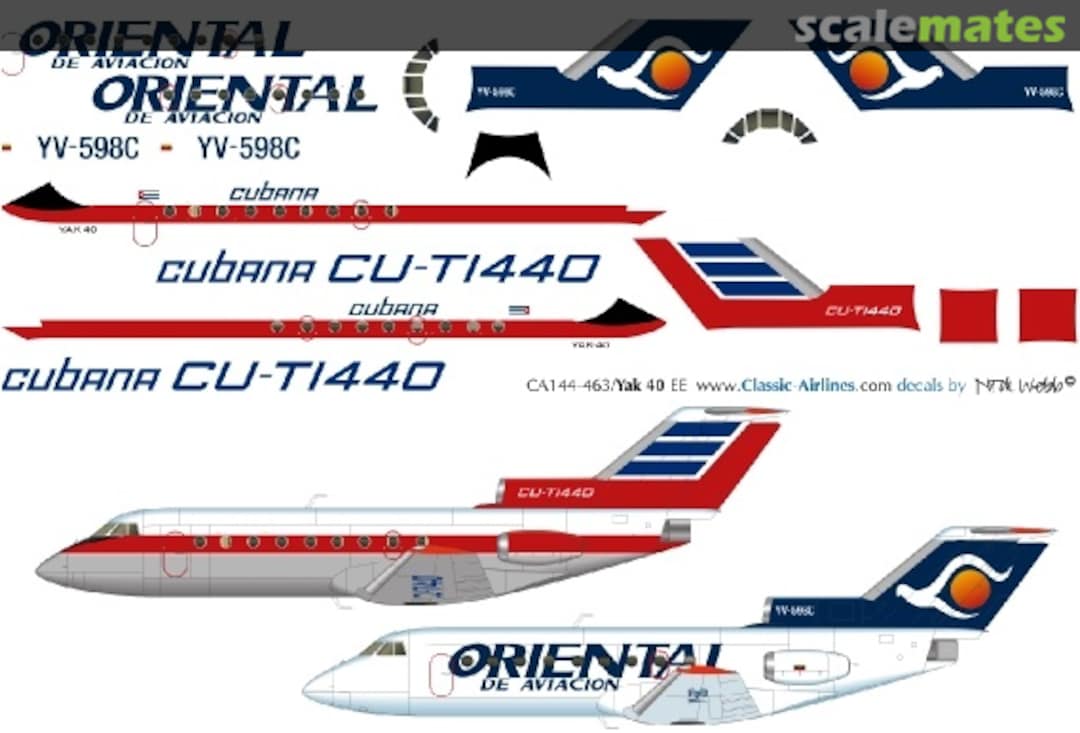 Boxart Cubana & Oriental Yak 40 CA144-463 Classic Airlines