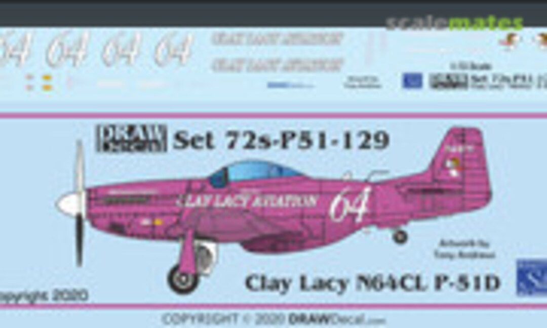 1:72 Clay Lacy "N64CL" P-51D (Draw Decal 72-P51-129)