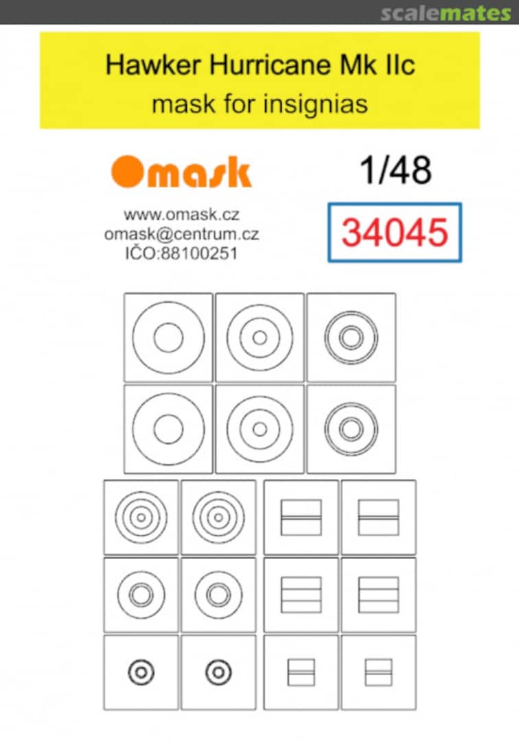 Boxart Hawker Hurricane Mk IIc mask for insignias 34045 Omask Boxart Hawker Hurricane Mk IIc mask for insignias 34045 Omask