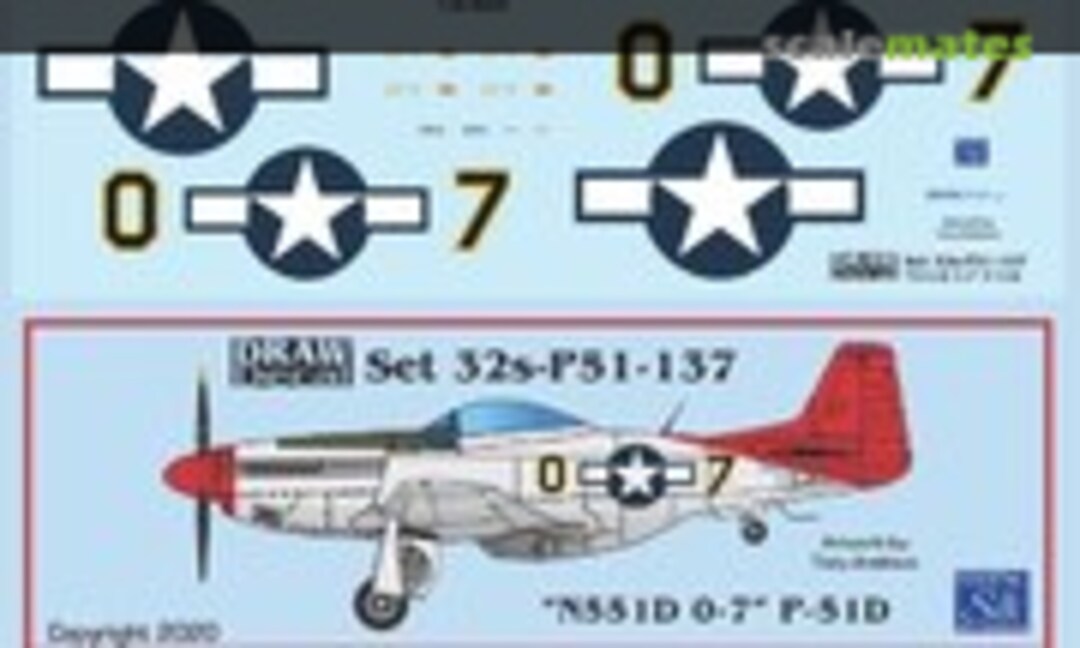 1:32 “N551D 0-7” P-51D (Draw Decal 32-P51-137) 32-P51-137