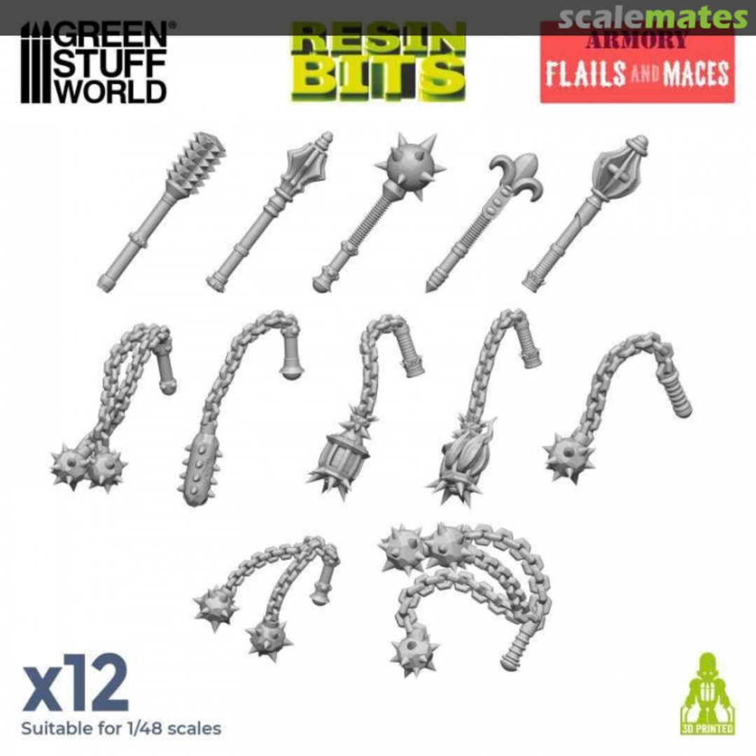 Boxart Flails and Maces x12 12793 Green Stuff World