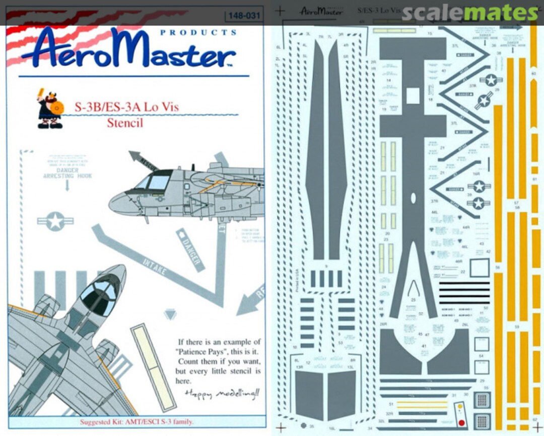 Boxart S-3B/ES-3A Lo Vis Stencil 148-031 AeroMaster Boxart S-3B/ES-3A Lo Vis Stencil 148-031 AeroMaster