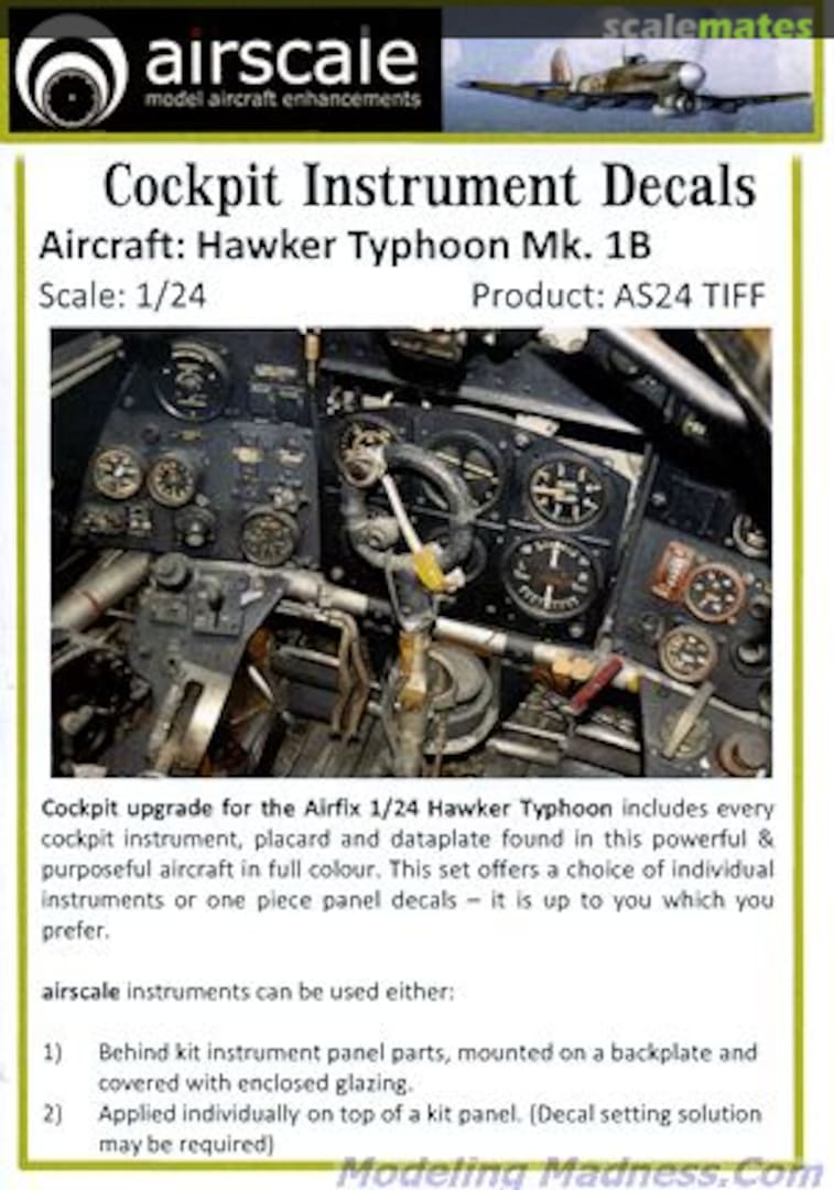 Boxart Hawker Typhoon Mk.1B instrument panel AS24 TIFF Airscale Boxart Hawker Typhoon Mk.1B instrument panel AS24 TIFF Airscale