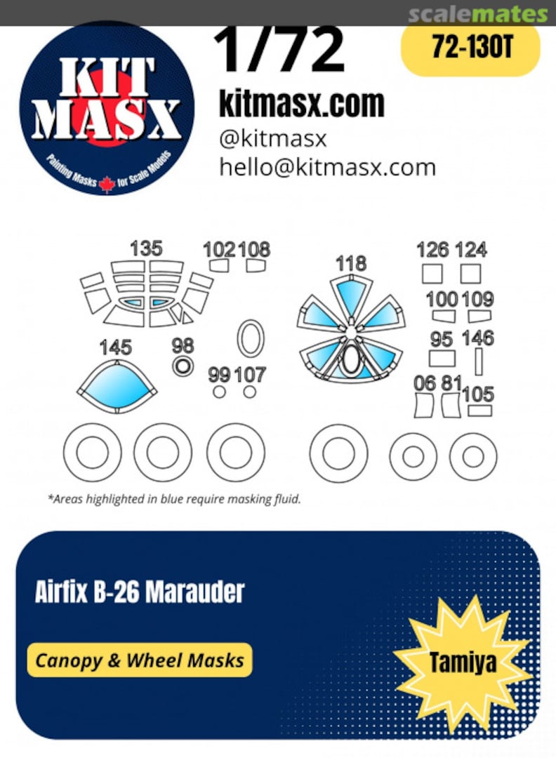 Boxart B-26 Marauder Canopy & Wheel Masks  Kit Masx