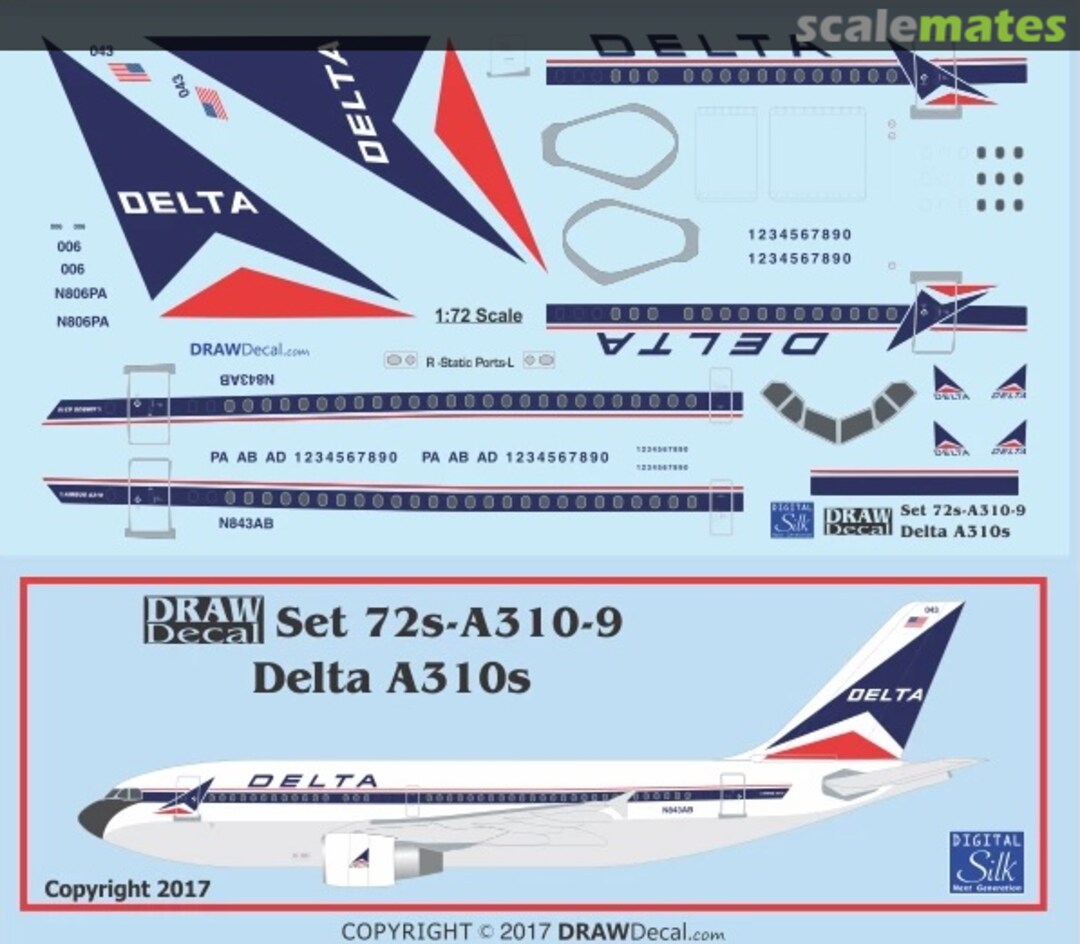 Boxart Delta Air Lines A310s 72-A310-9 Draw Decal Boxart Delta Air Lines A310s 72-A310-9 Draw Decal