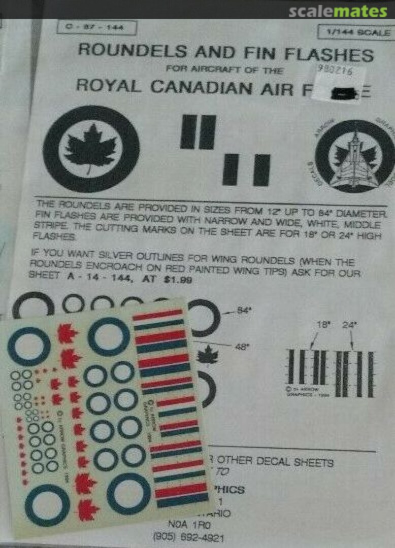 Boxart Roundels & Fin Flashes C-87-144 Arrow Graphics Boxart Roundels & Fin Flashes C-87-144 Arrow Graphics