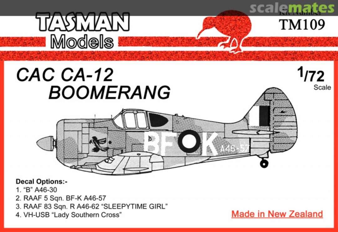 Boxart CAC CA-12 Boomerang TM109 Tasman Model Products Boxart CAC CA-12 Boomerang TM109 Tasman Model Products