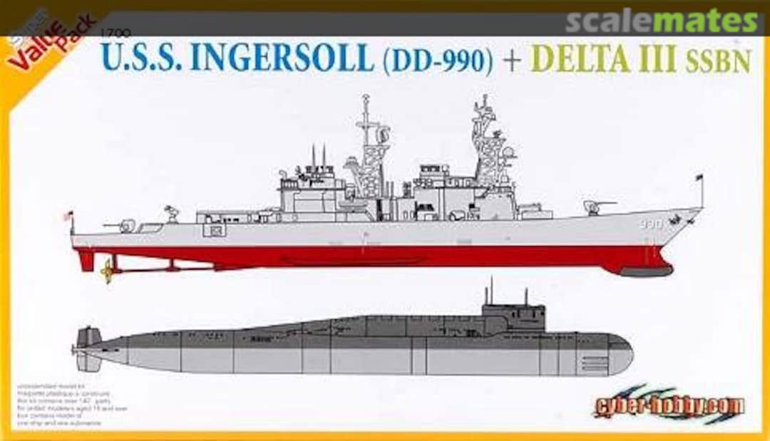 Boxart USS Ingersoll DD-990 & Delta III Class SSBN 7114 Cyber Hobby
