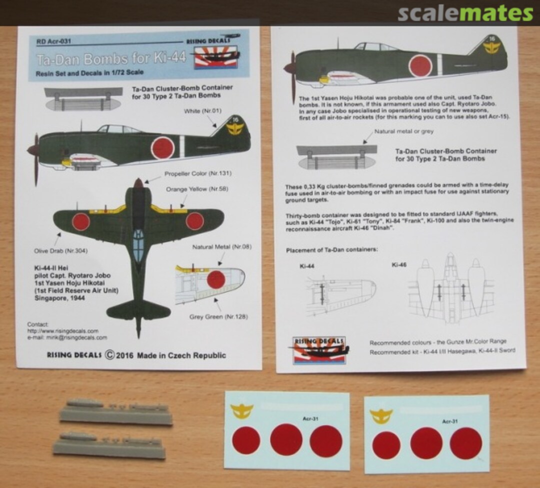 Boxart Ta-Dan Bombs for Ki-44 Acr-031 Rising Decals Boxart Ta-Dan Bombs for Ki-44 Acr-031 Rising Decals