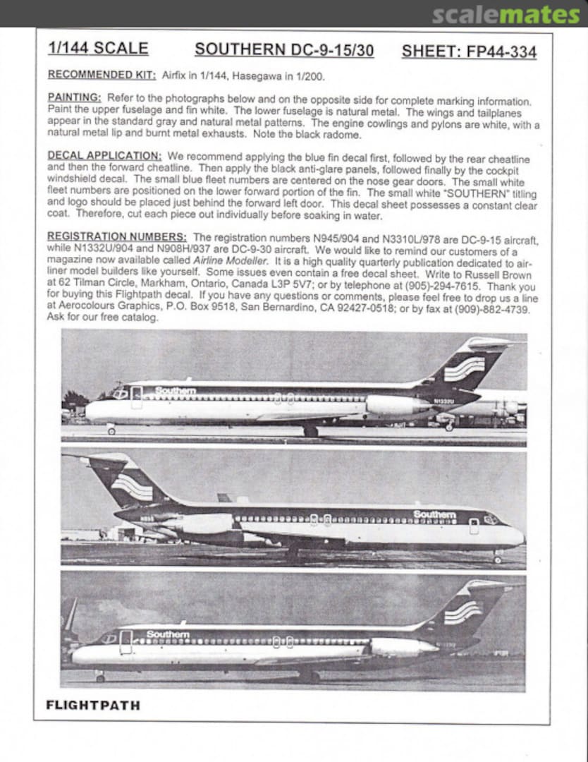 Boxart Southern DC-9-15/30 FP44-334 Flightpath Decals Boxart Southern DC-9-15/30 FP44-334 Flightpath Decals