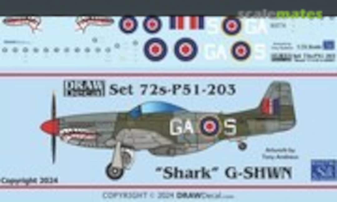 1:72 “Shark” G-SHWN P-51D (Draw Decal 72-P51-203) 72-P51-203