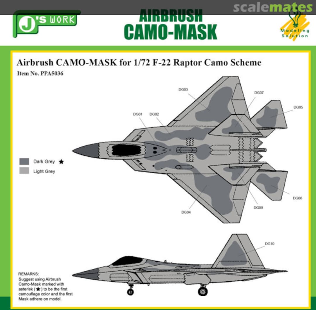 Boxart Airbrush Camo-Mask for F-22 Raptor PPA5036 J's Work Boxart Airbrush Camo-Mask for F-22 Raptor PPA5036 J's Work