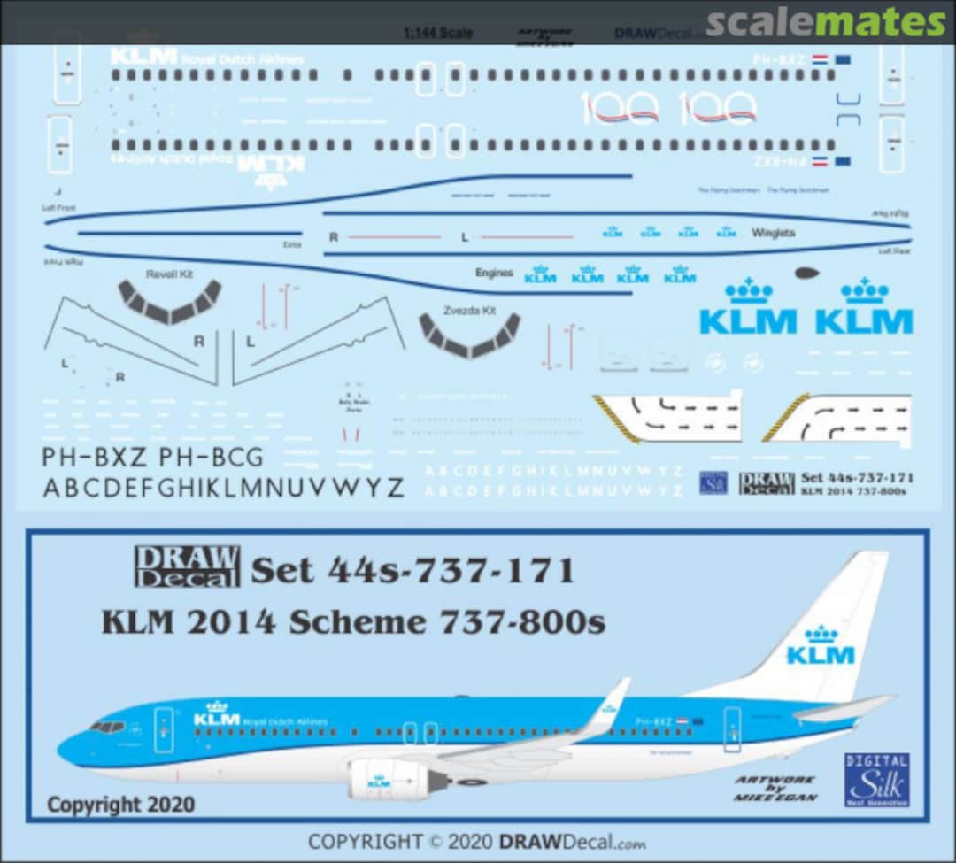 Boxart KLM 737-800s, 2014 Scheme 44-737-171 Draw Decal Boxart KLM 737-800s, 2014 Scheme 44-737-171 Draw Decal