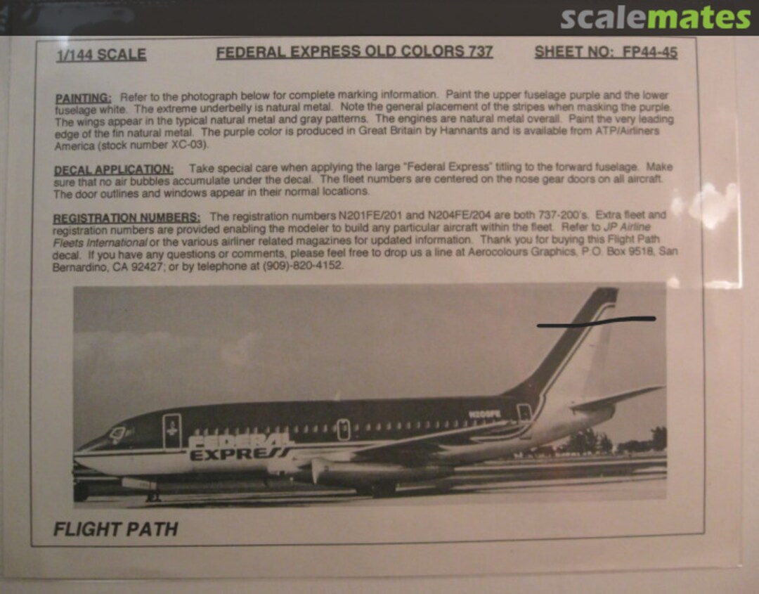 Boxart Federal Express Old Colours 737 FP44-45 Flightpath Decals Boxart Federal Express Old Colours 737 FP44-45 Flightpath Decals