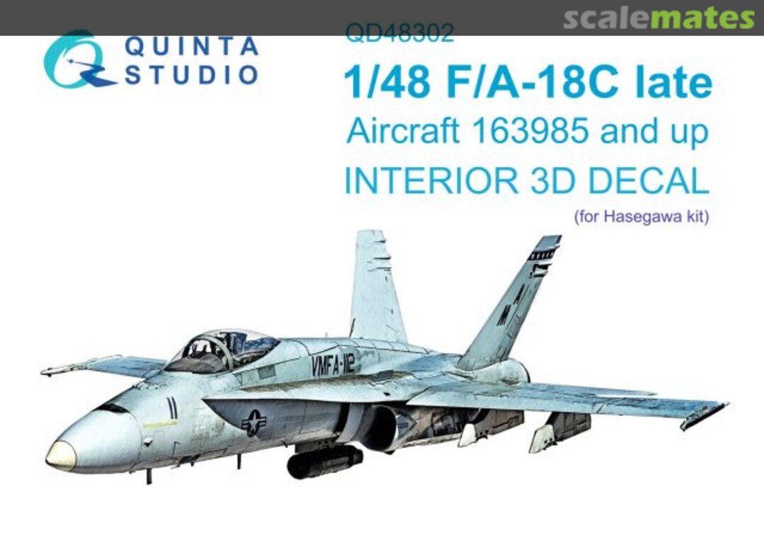 Boxart F/A-18C Late interior 3D decals aircraft 163985 & up QD48302 Quinta Studio Boxart F/A-18C Late interior 3D decals aircraft 163985 & up QD48302 Quinta Studio