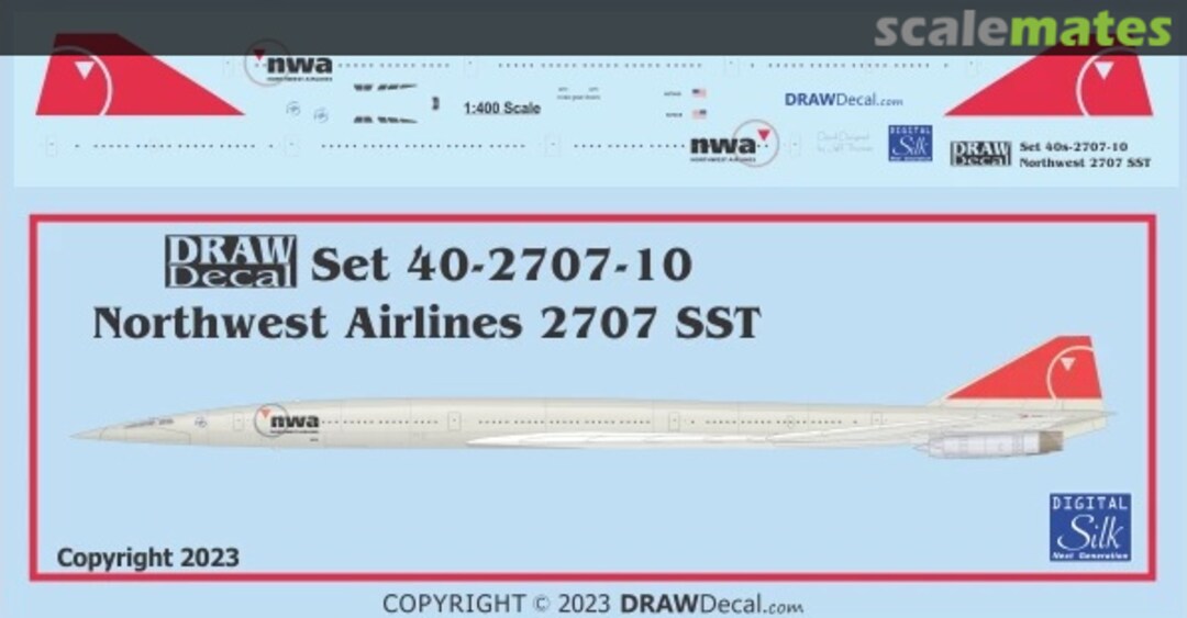 Boxart Northwest Airlines 2707 SST 40-2707-10 Draw Decal Boxart Northwest Airlines 2707 SST 40-2707-10 Draw Decal