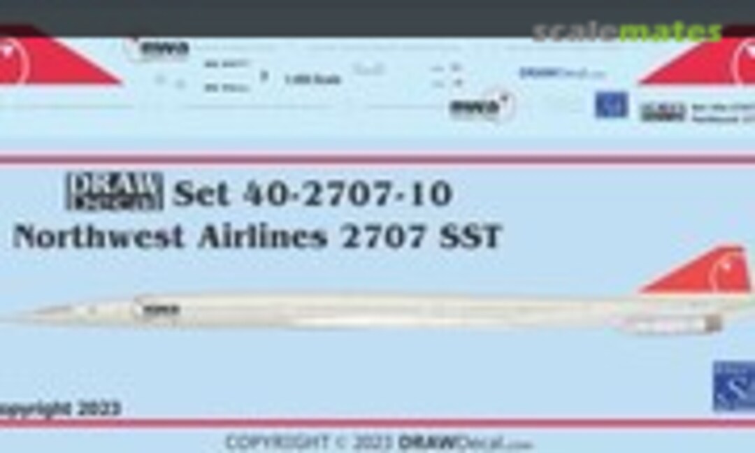 1:400 Northwest Airlines 2707 SST (Draw Decal 40-2707-10) 40-2707-10