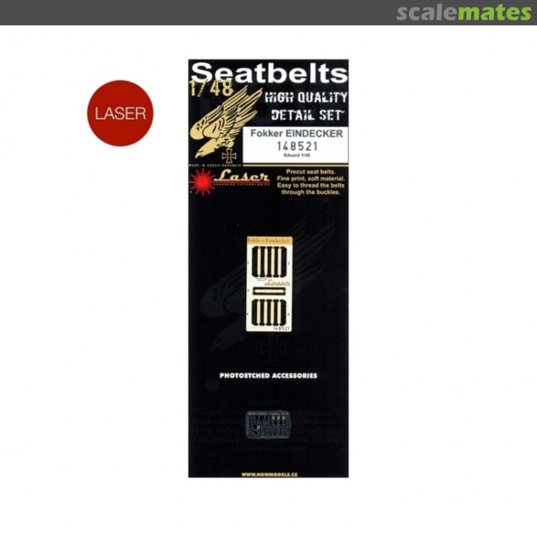 Boxart Fokker Eindecker Seatbelts for Eduard 148521 HGW Models Boxart Fokker Eindecker Seatbelts for Eduard 148521 HGW Models